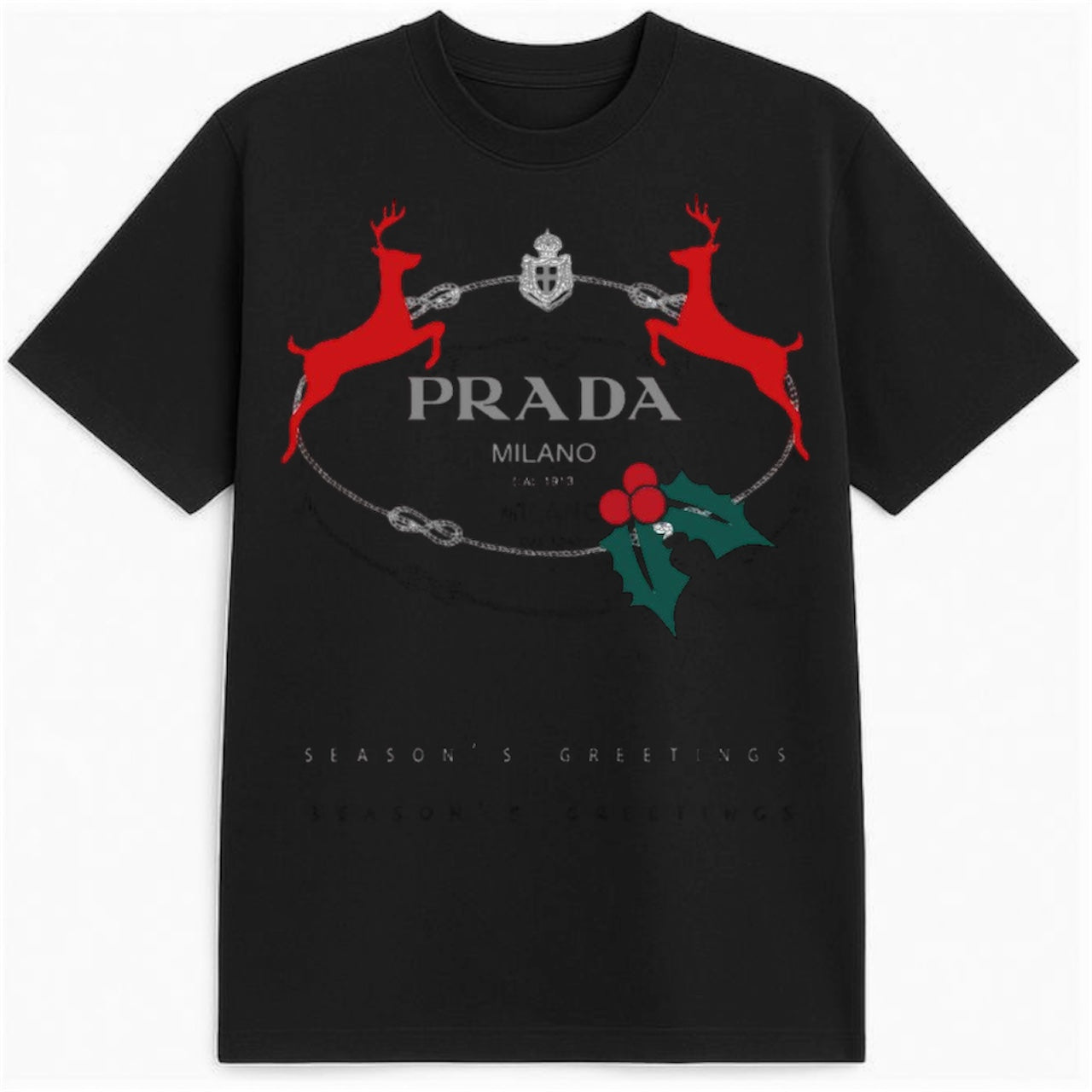 Prada Christmas Black T-Shirt