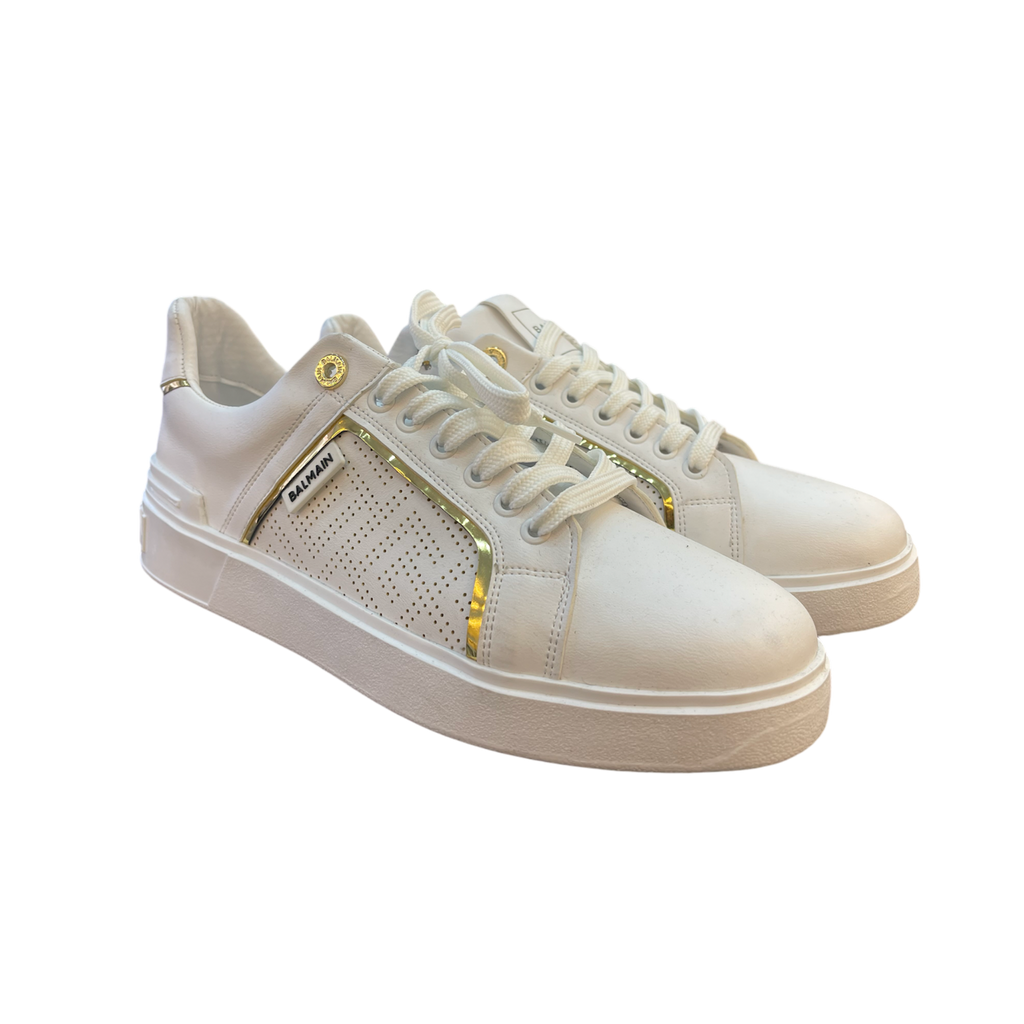 Balmain White Leather Shoes