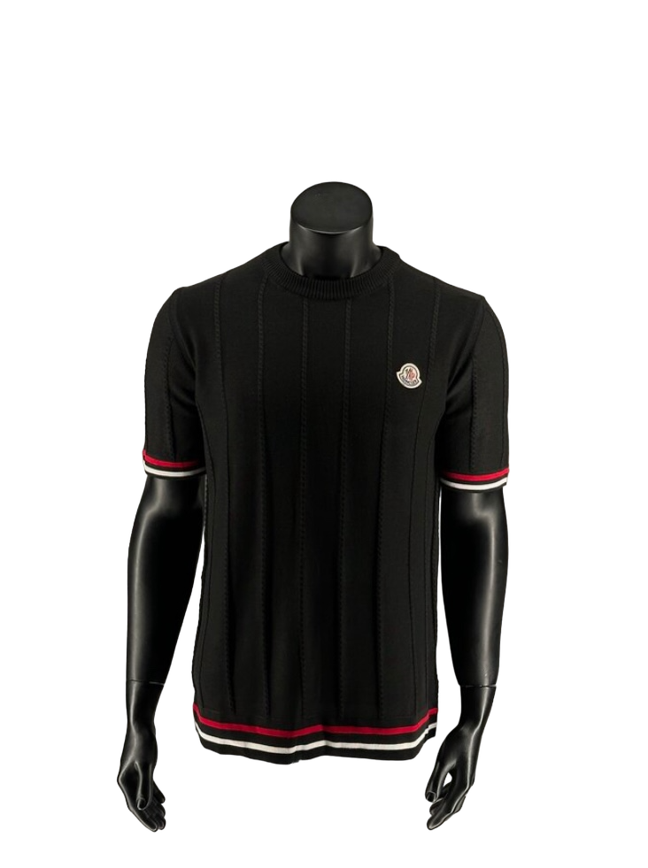 MONCLER Black And White Knitted T-Shirt
