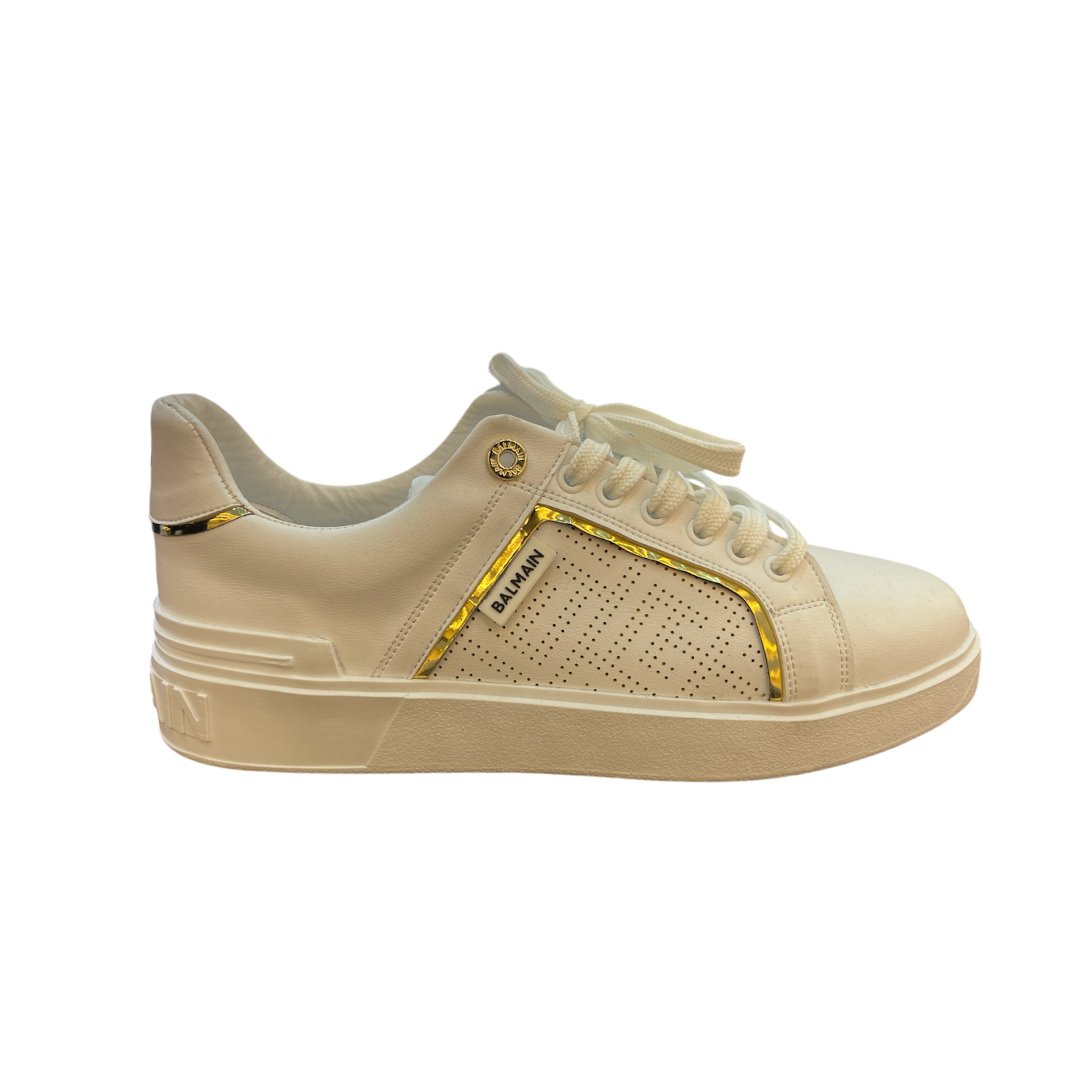 Balmain White Leather Shoes