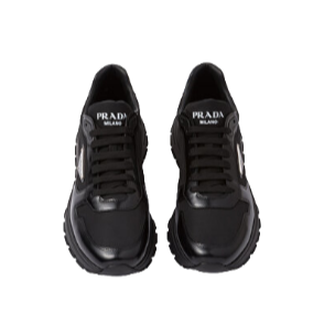 Prada Re-Nylon and Leather  Black Sneakers